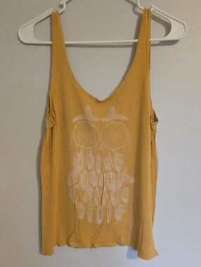 O'Neill Mustard Yellow Tank Top with White Dreamcatcher Owl Print